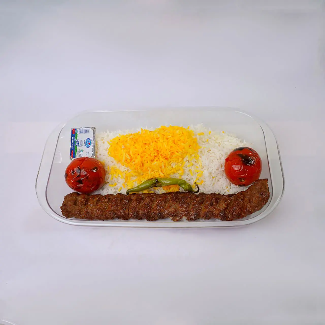 چلو کباب کوبیده تک سیخ